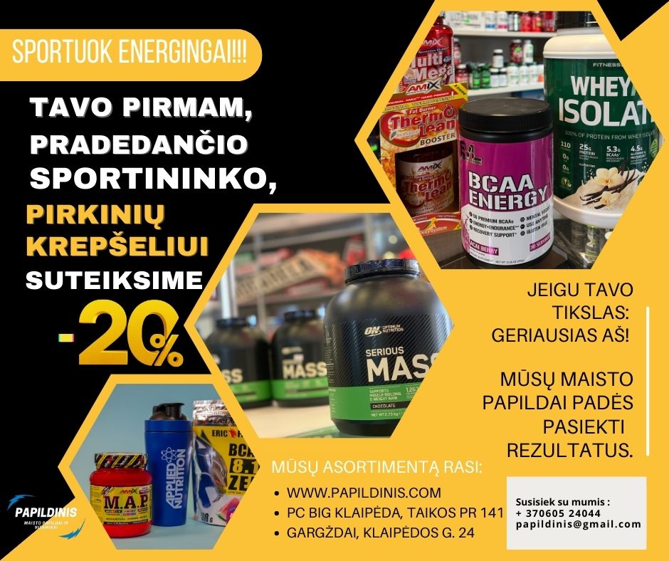 20 proc nuolaida pirmam papildų rinkiniui