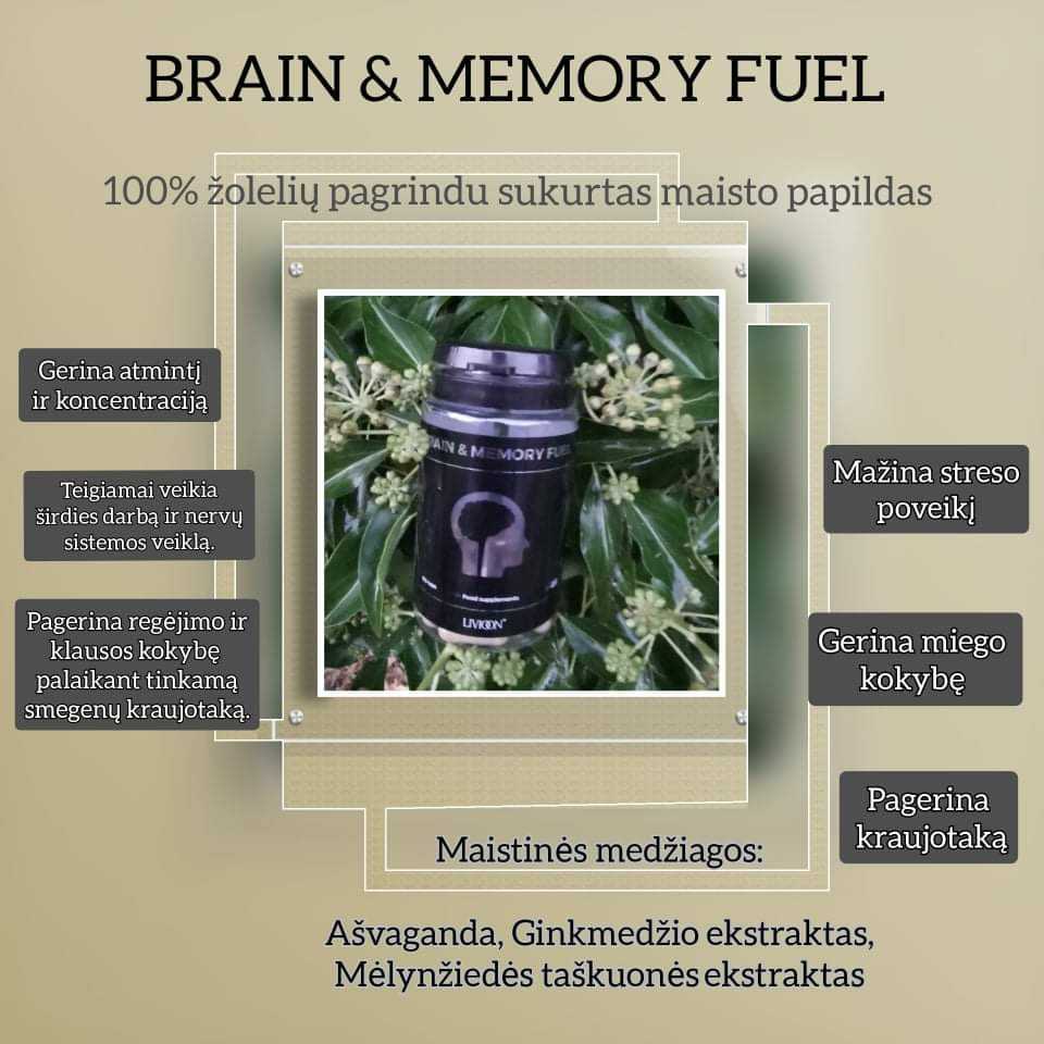 Natūralios sudėties maisto papildai BRAIN MEMORY FUEL