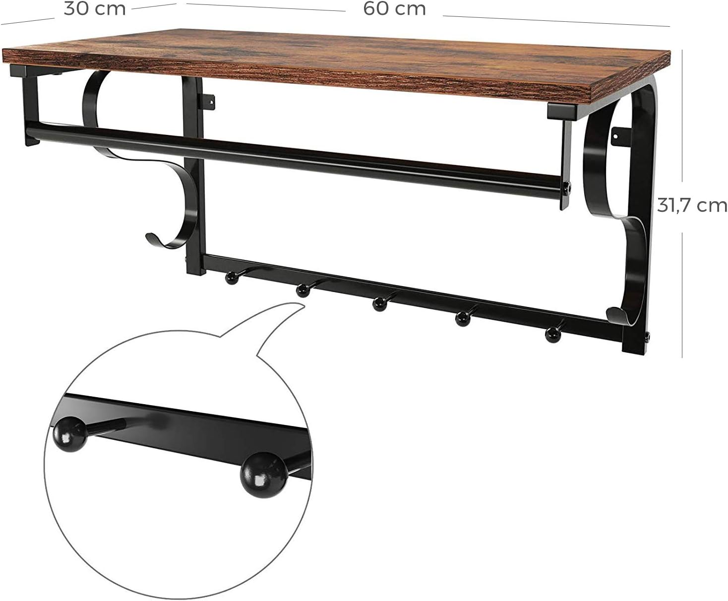 Drabužių kabykla LCR11BX, ruda/juoda