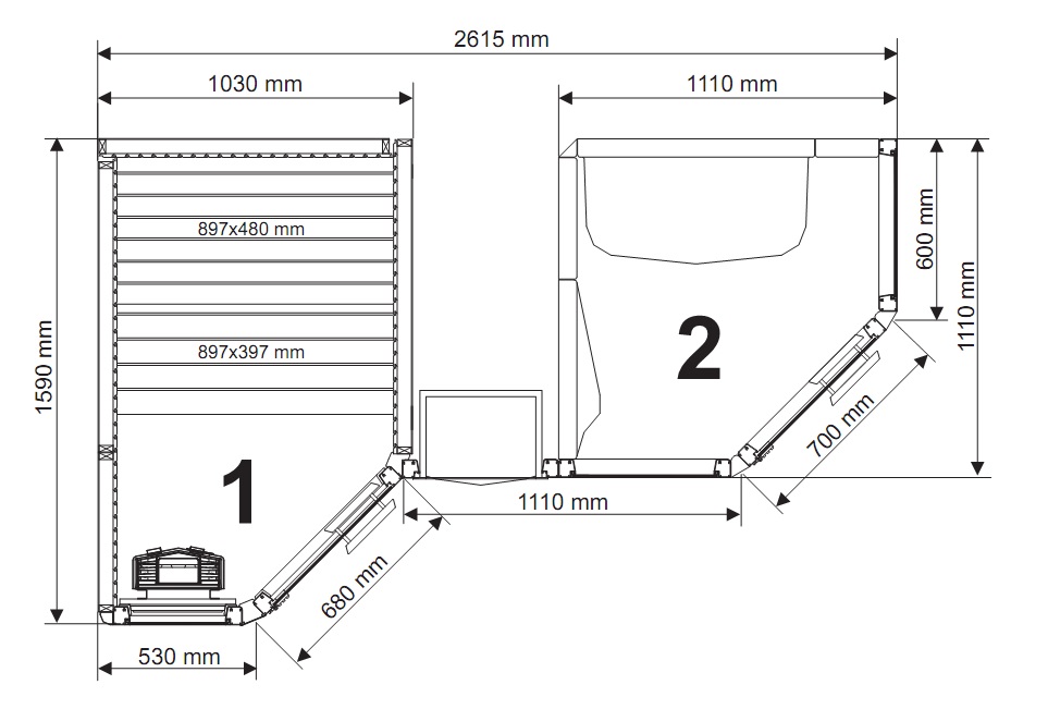 SURENKAMA GARINĖ DUŠO KABINA (TURKIŠKA PIRTIS) IR SAUNA PIRTIS TYLO HOME SPA