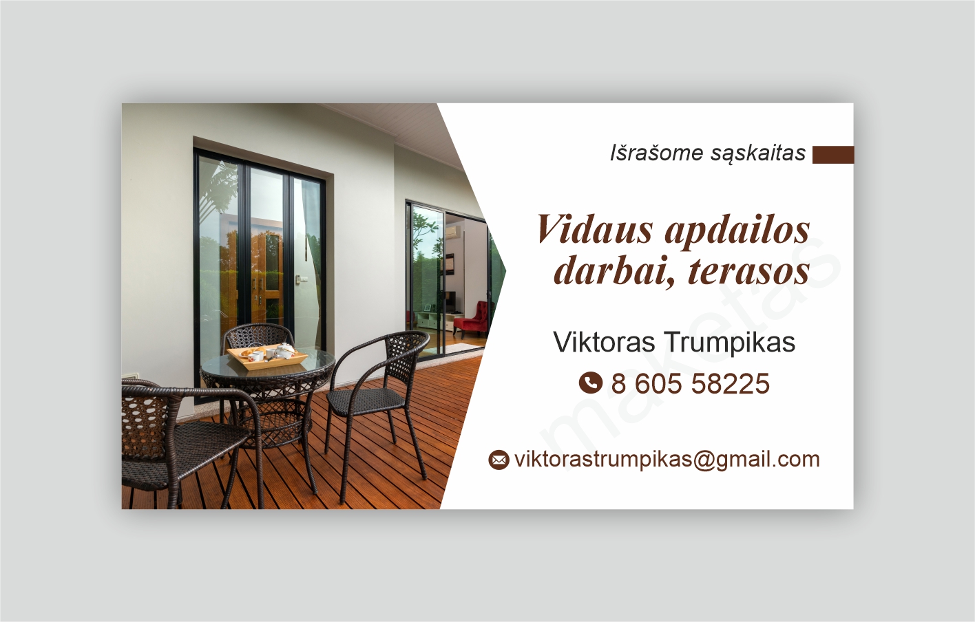 Vidaus apdailos darbai, terasos