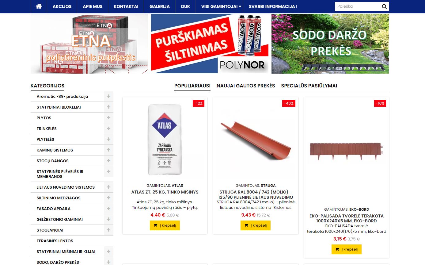 Statybinės apdailos medžiagos nuo pamatų iki stogo