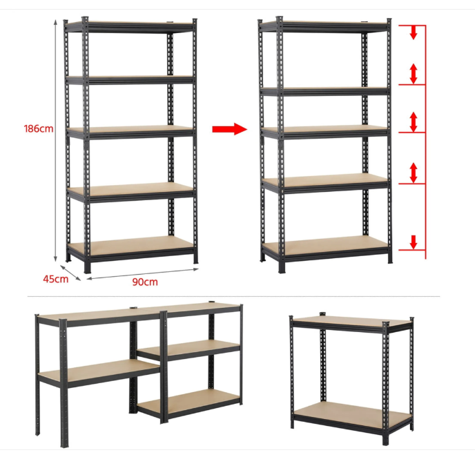 5 pakopų laikymo lentyna, 90 x 45 x 186 cm