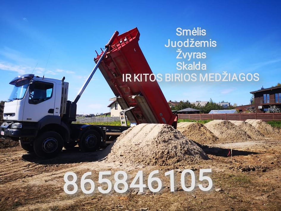 Smėlis žvyras juodžemis ir kitos birios medžiagos