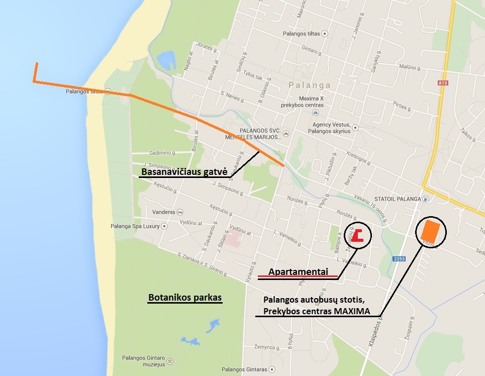 Dviviečiai apartamentai Palangos centre