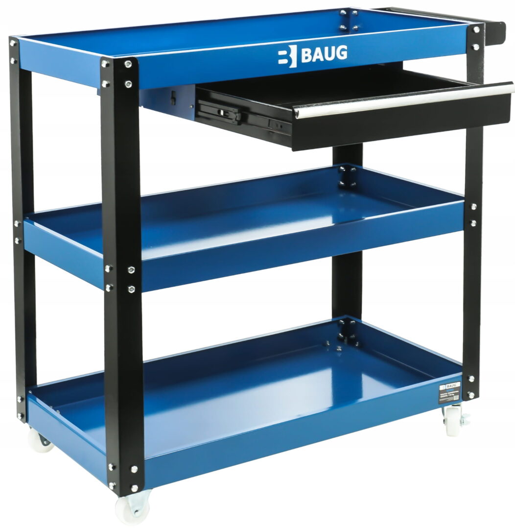 Vežimėlis su ratukais ir stalčiumi