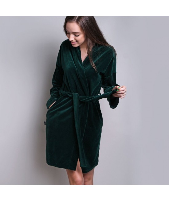 Veliūrinis chalatas Sofa Killer smaragdo spalvos