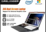 Parduodu naują CRELANDER Dviejų ekranų žaidimų nešiojamąjį kompiuterį 16 colių LCD ekranas + 14 colių jutiklinis ekranas 64GB RAM 2TB SSD, Intel Core i7-10750H