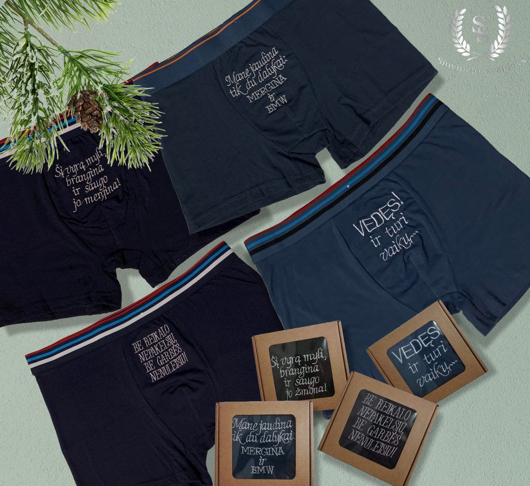 Siuvinėtos kelnaitės vyrams