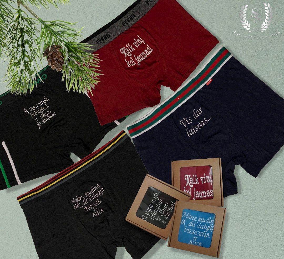 Siuvinėtos kelnaitės vyrams