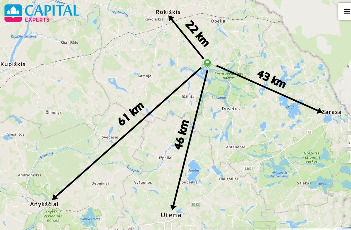 Parduodama 3,97 ha sodyba Margėnų k., Rokiškio raj. tik 200 m nuo Sartų ež.