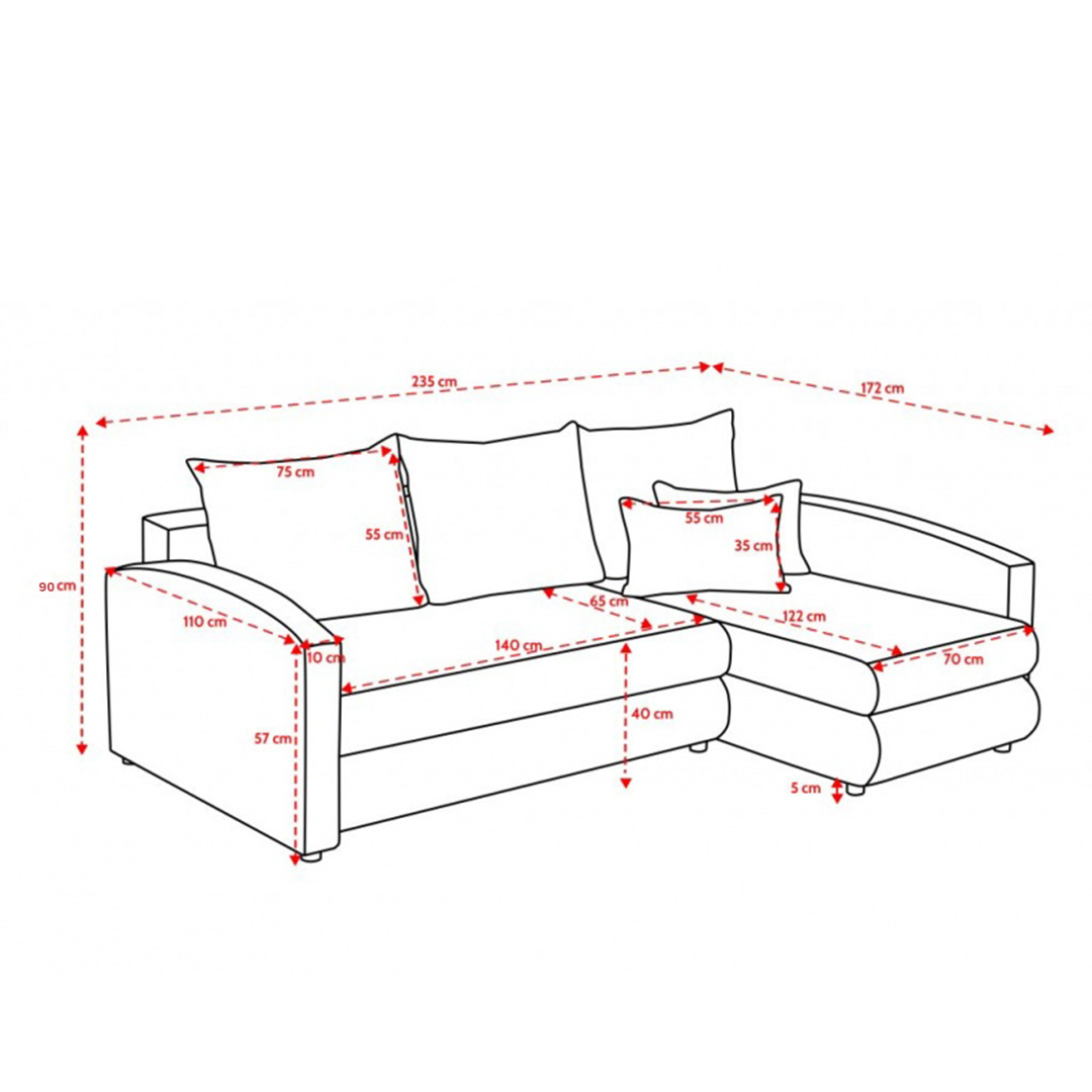 *AKCIJA* „NINA” Minkštas kampas su itin plačia miegojimo funkcija