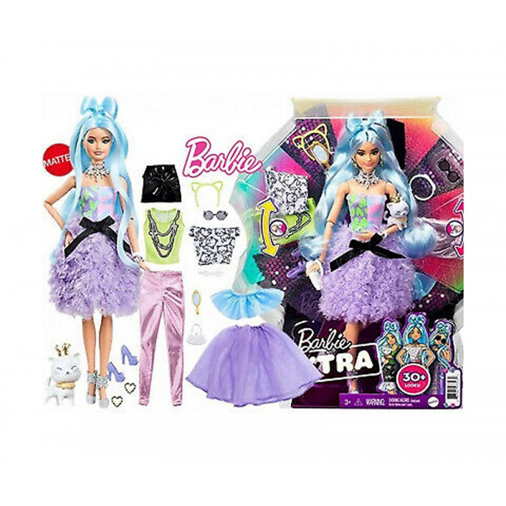Lėlė „Barbie Extra” su rūbų ir aksesuarų rinkiniu.