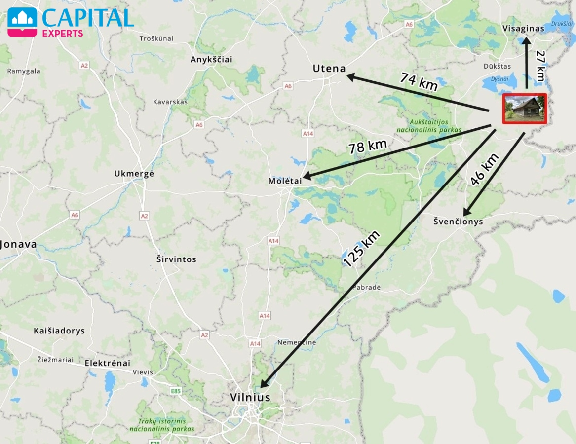 Parduodama sodyba su 20 ha (4,6 ha miškas) sklypu Baikelių k., Ignalinos raj.