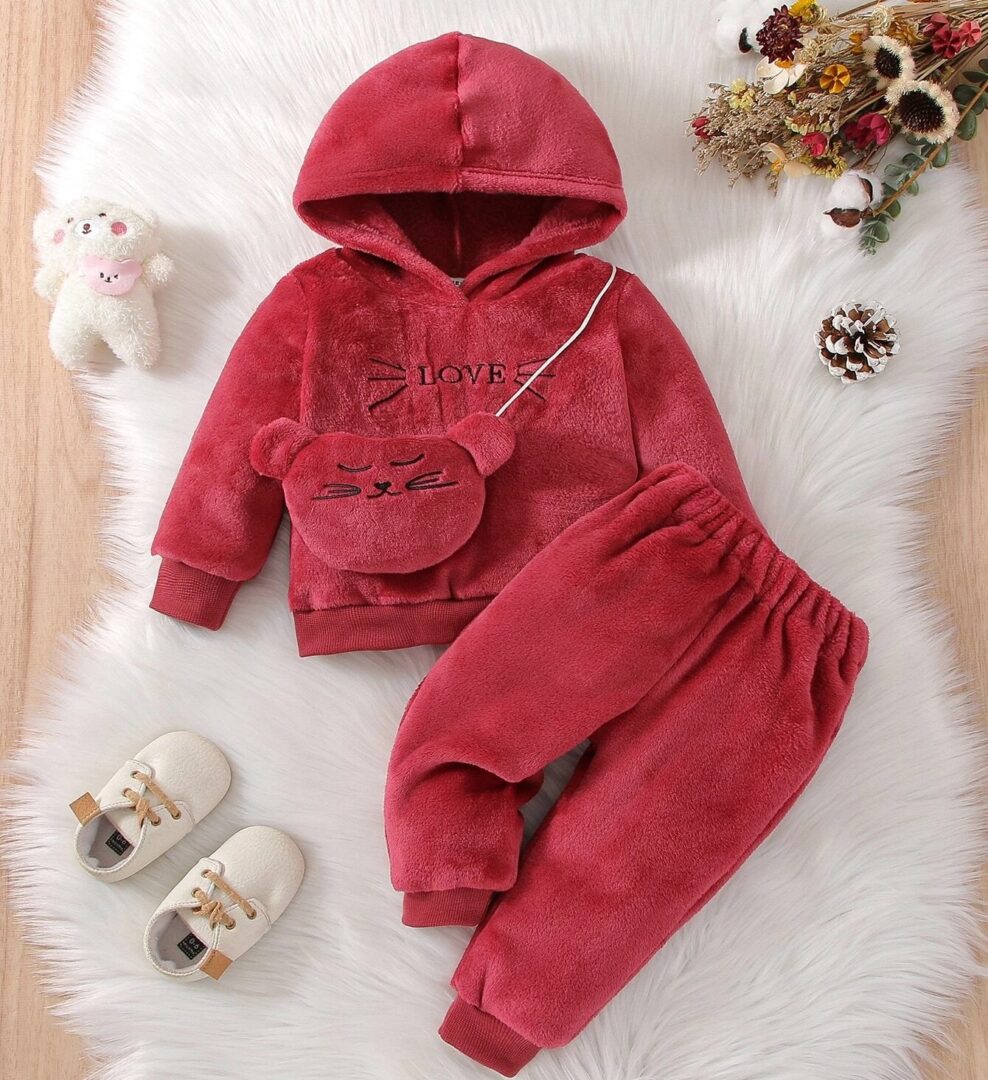 Bordo spalvos pašiltintas kostiumėlis