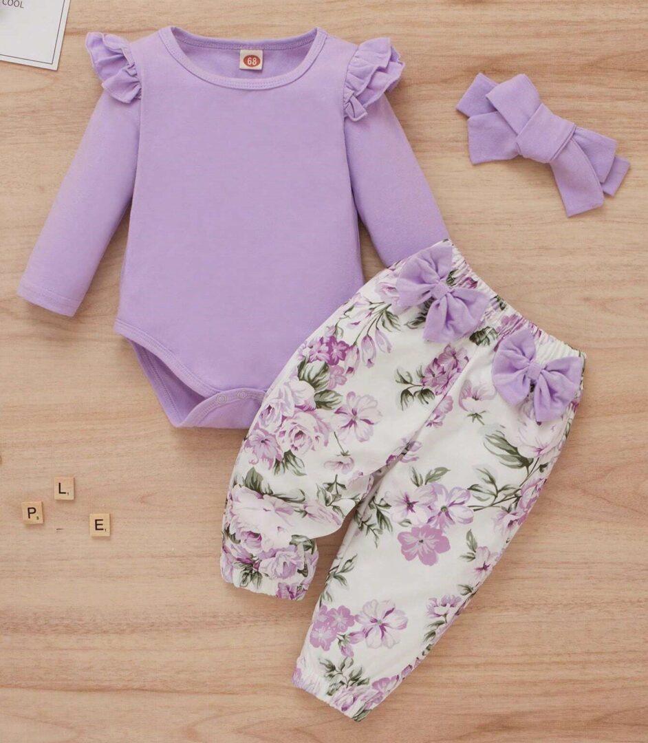 Violetinis 3 dalių komplektas mergaitei