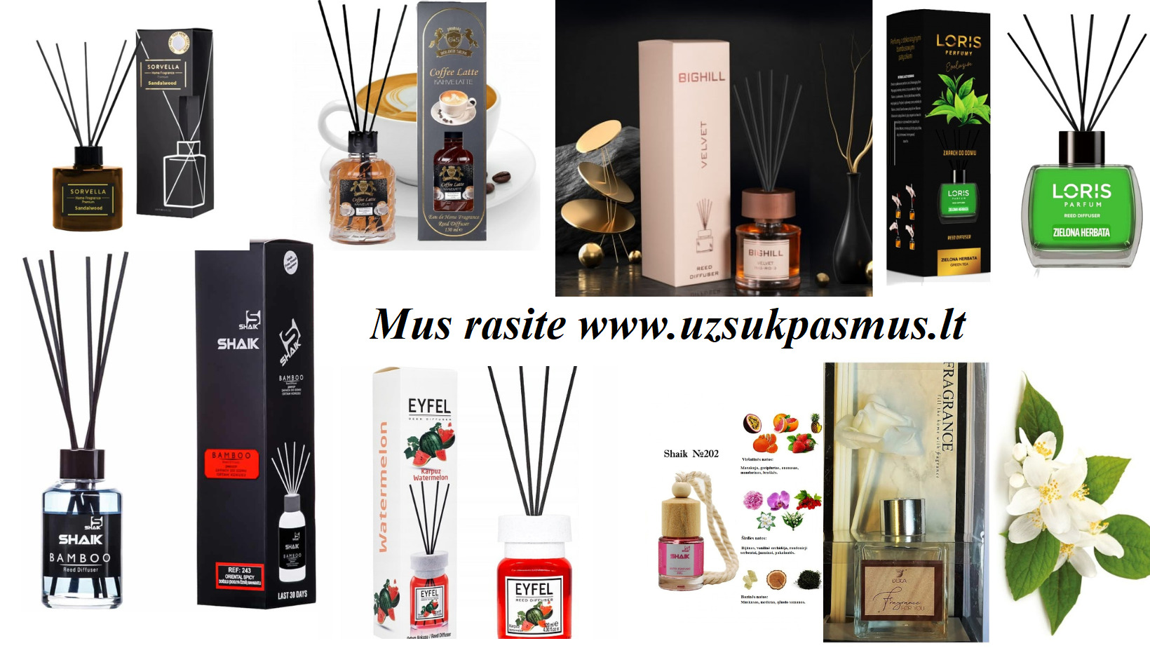 Mikrofibros rankšluosčiai, dovanų rinkiniai, sausi kvepalai, kvepalai, namų kvapai.