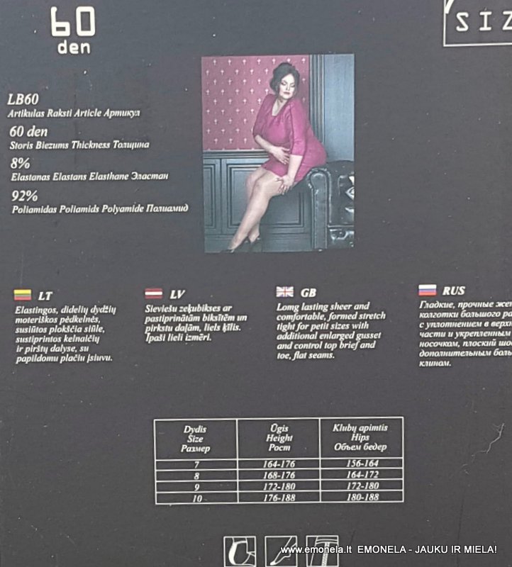 Pėdkelnės 60 den Didelis Dydis 10+