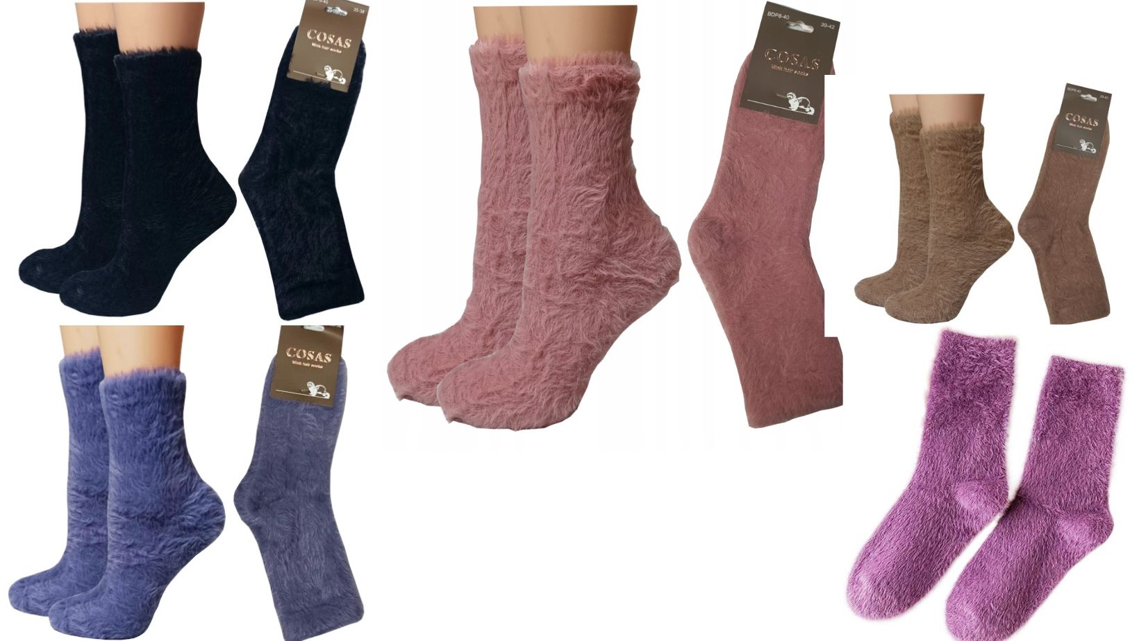 Šiltos, pūkuotos, labai švelnios, su audinės vilna kojinės.