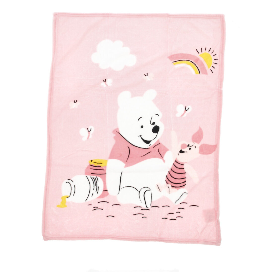Koralų vilnos rožinis pledas Winnie the Pooh