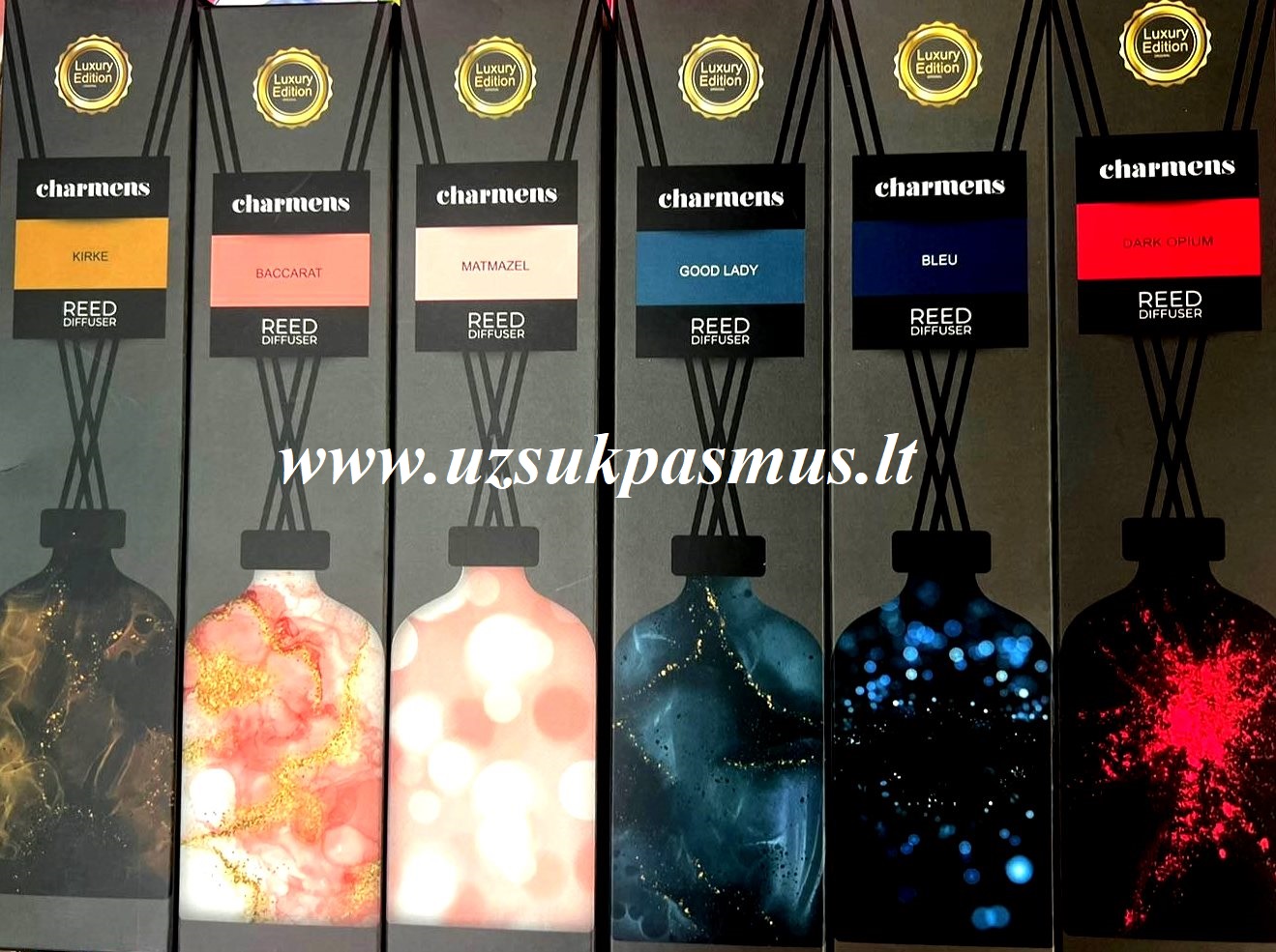 Mėgaukitės unikaliu aromatu. CHARMENS namų kvapai yra parfumuoto, intensyvaus ir ilgai išliekančio kvapo