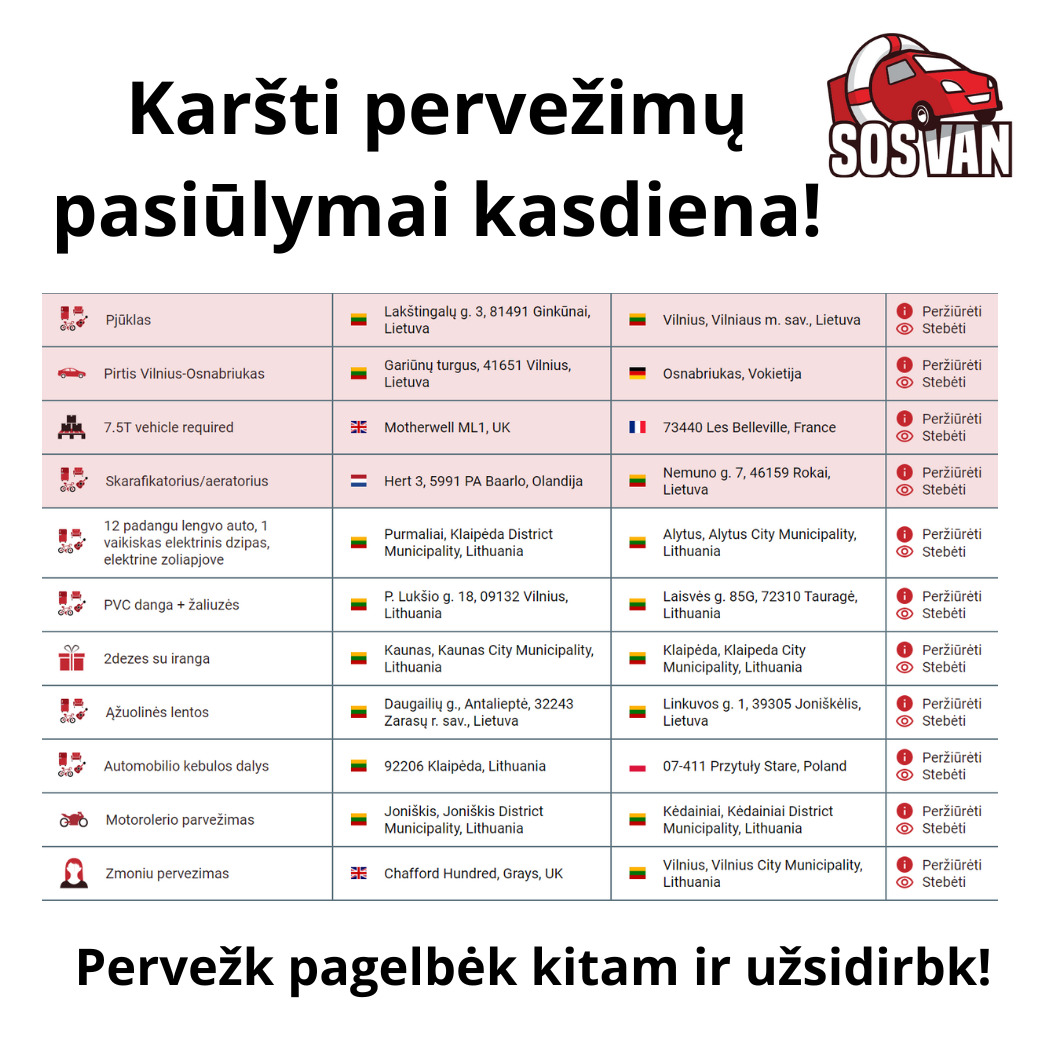 DAŽNAI UŽ VAIRO? PERVEŽK PAGELBĖK KITAM IR UŽSIDIRBK!