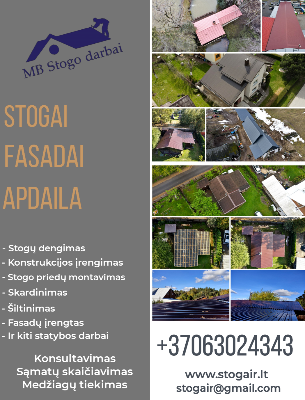 Stogų dengimas, Renovacija,Apdaila