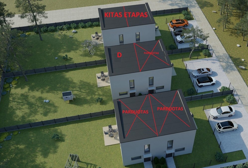Parduodamas namas padarytas gyventi dviems šeimoms – iš “dviejų dalių”, po 64,55 kv/m.