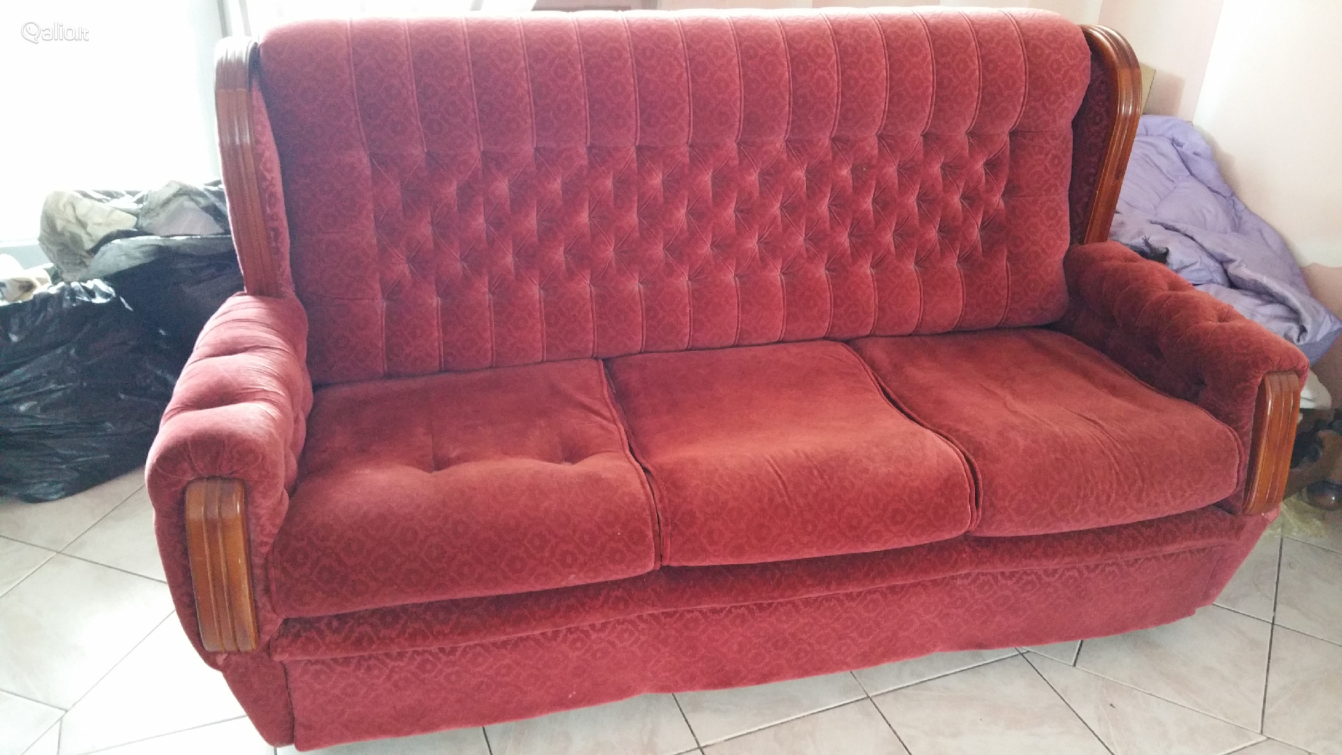 Sofa + foteliai senovinio prabangaus stiliaus, gera būklė