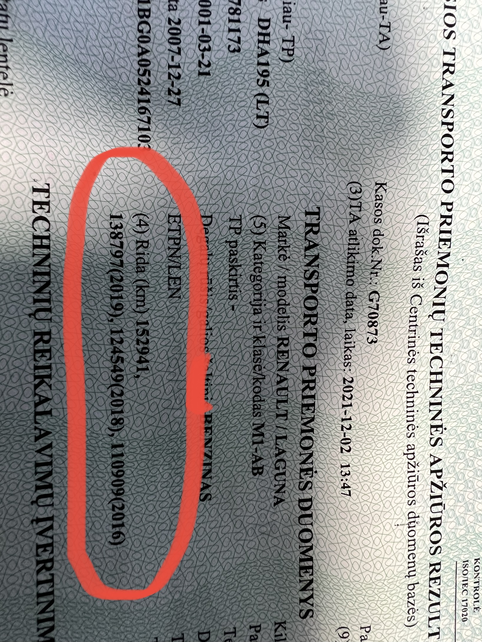 Renault Laguna 2001-12m. 1.6 benz. 79 kw. TA 2026-01. Mechanine