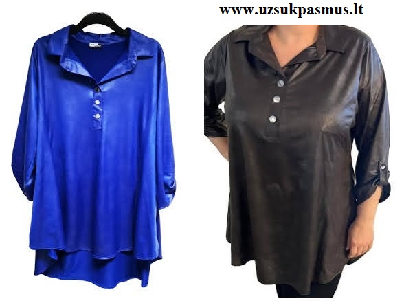 Šlapio efekto, platėjanti, ilga palaidinė-tunika apkūnioms