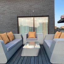 Lauko , terasos baldų , gultų paminkštinimai , lauko užuolaidos , pagalvėlės ir kt.