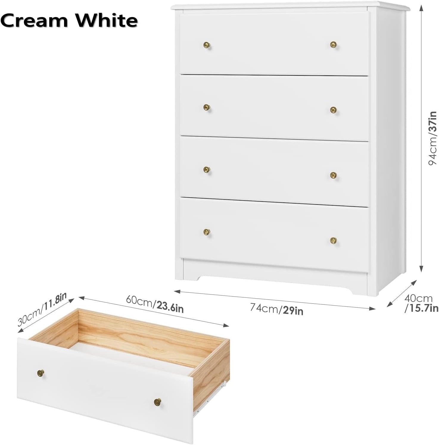 Komoda su 4 stalčiais.