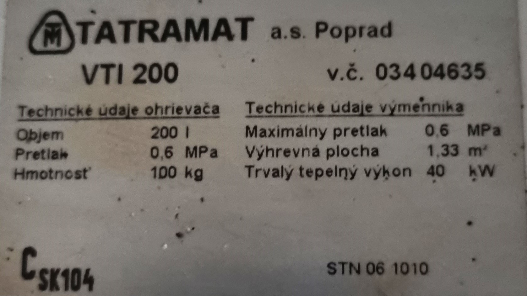 Karšo vandens boileris TATRAMAT 200