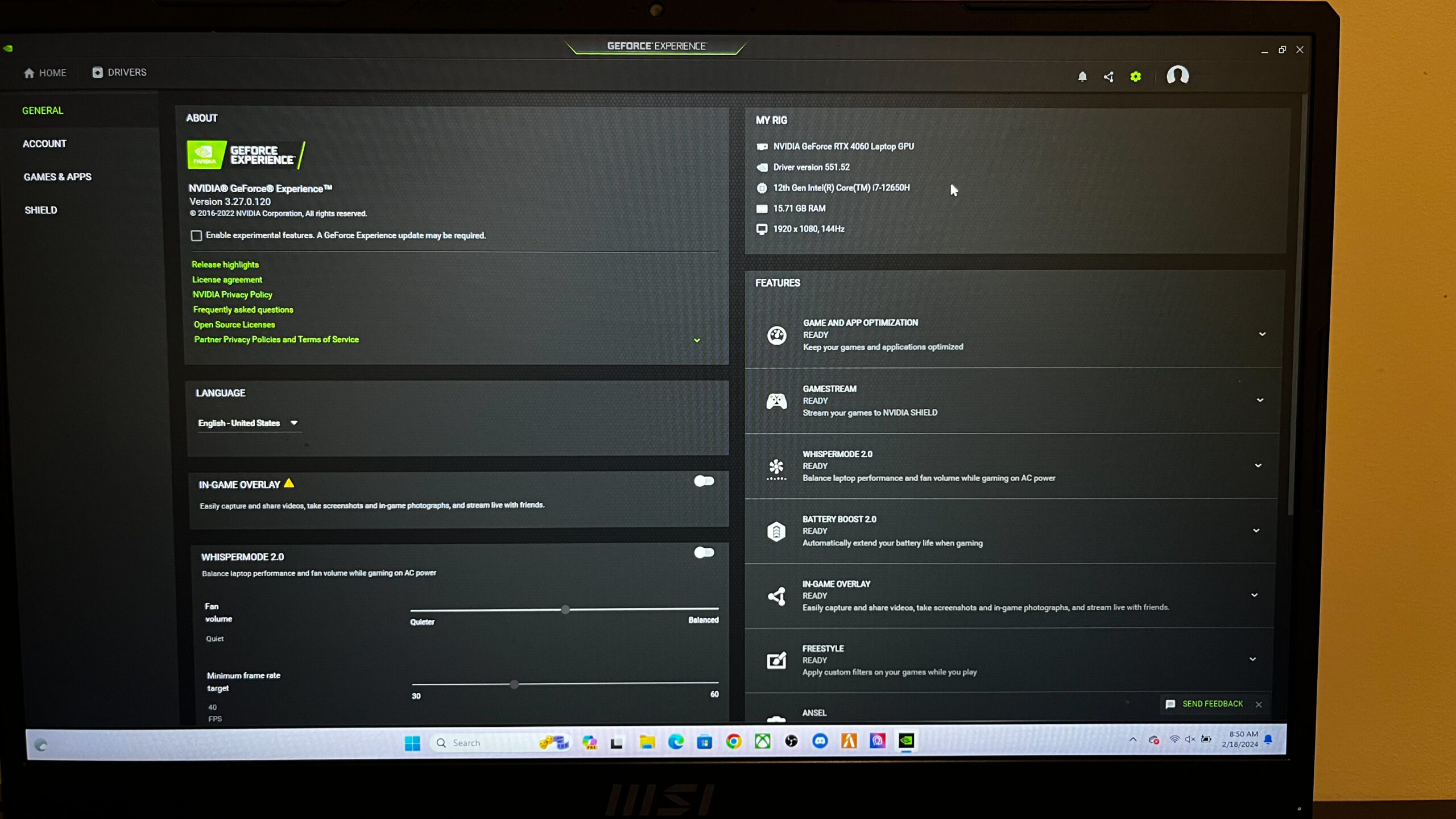 MSI cyborg 15 a12v Laptopas