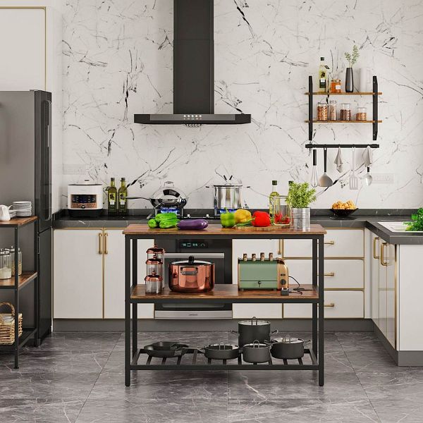 Virtuvinė sala su 3 lentynomis.