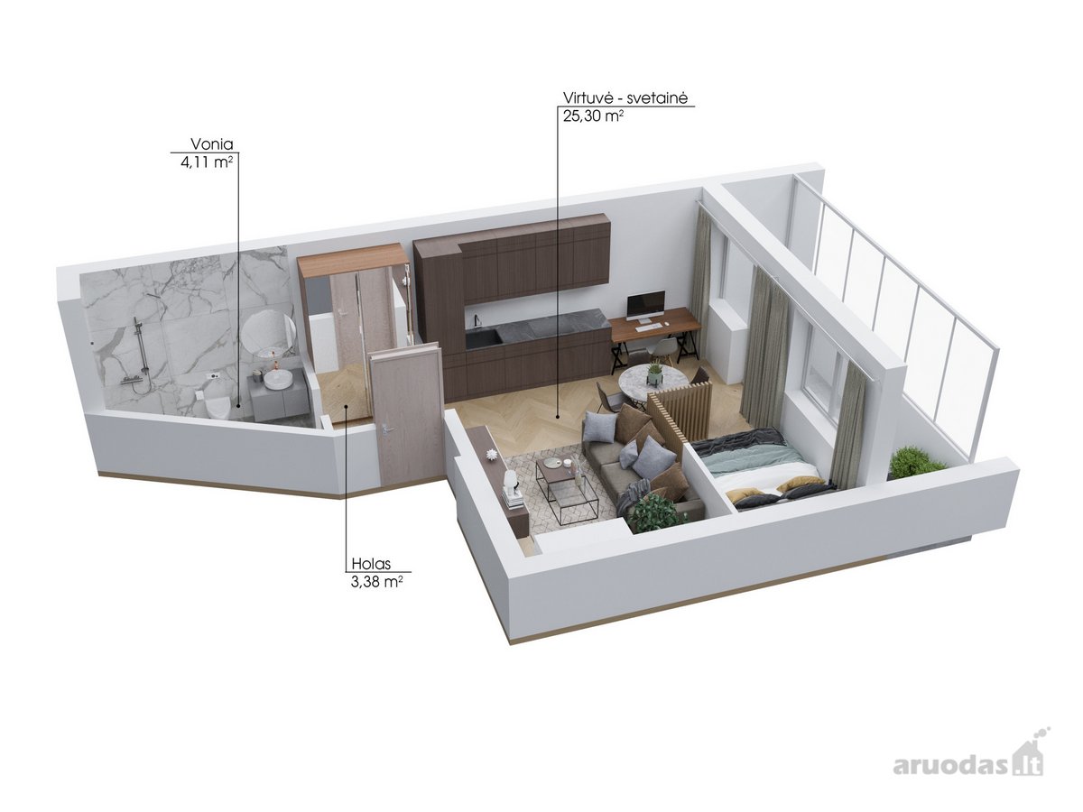 Kaunas, Žemutiniai Kaniūkai, Ramybės g., 2 kambarių butas