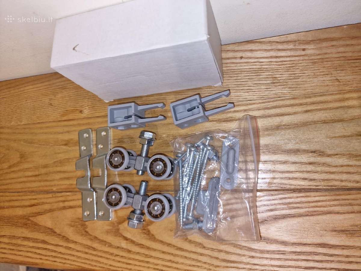 Stumdamų durų, ratukų rinkinys. Tinka ir duso kabinoms