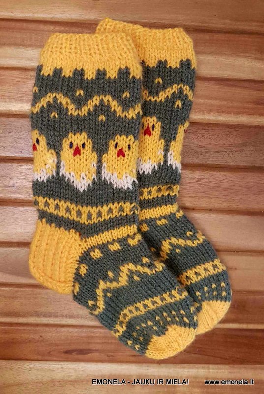 Megztos kojinės vaikams VIŠČIUKAS-CYPSIUKAS