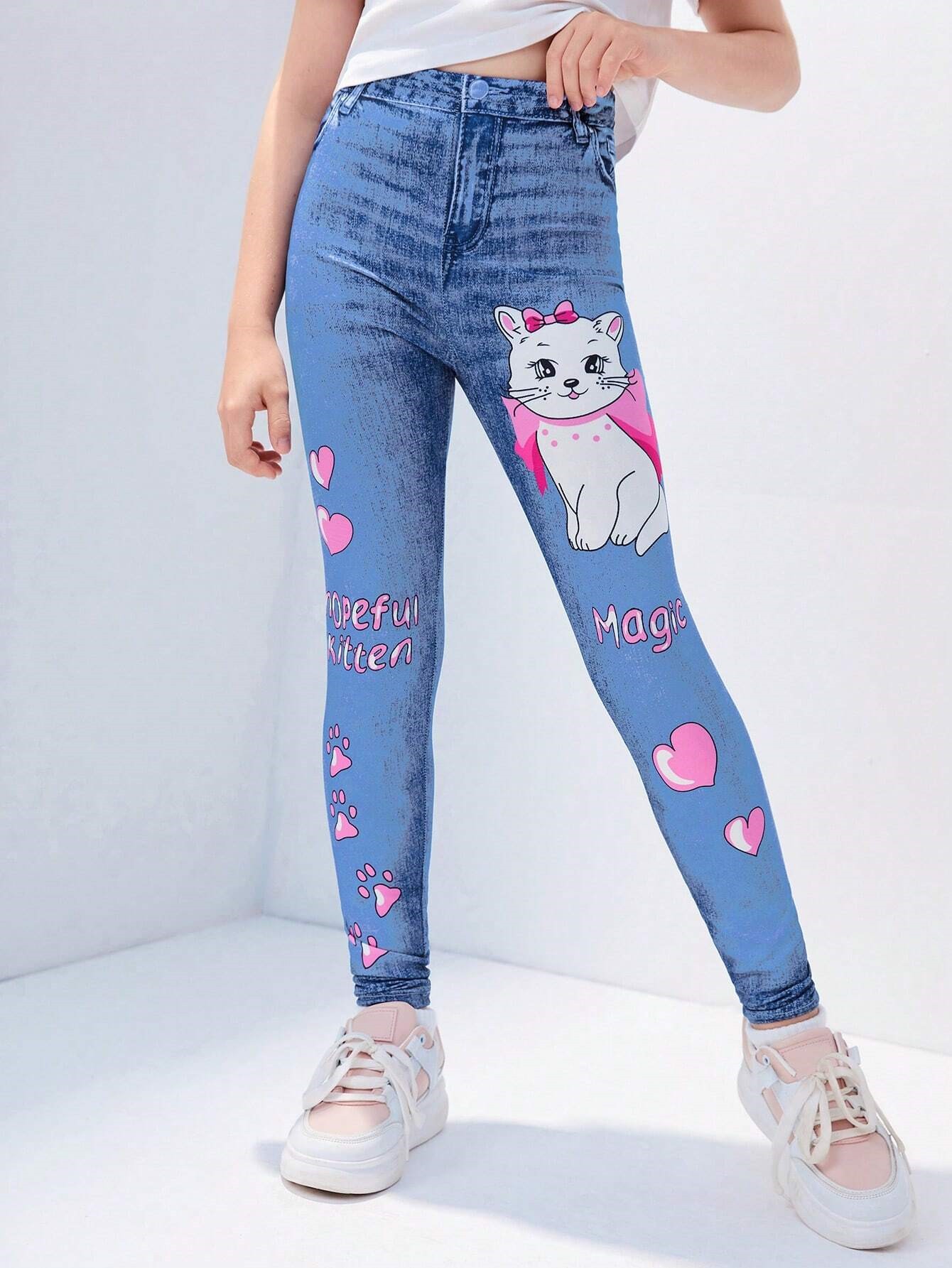 Mėlynos džinsų imitacijos tamprės