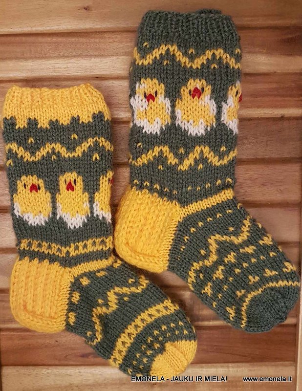 Megztos kojinės vaikams VIŠČIUKAS-CYPSIUKAS