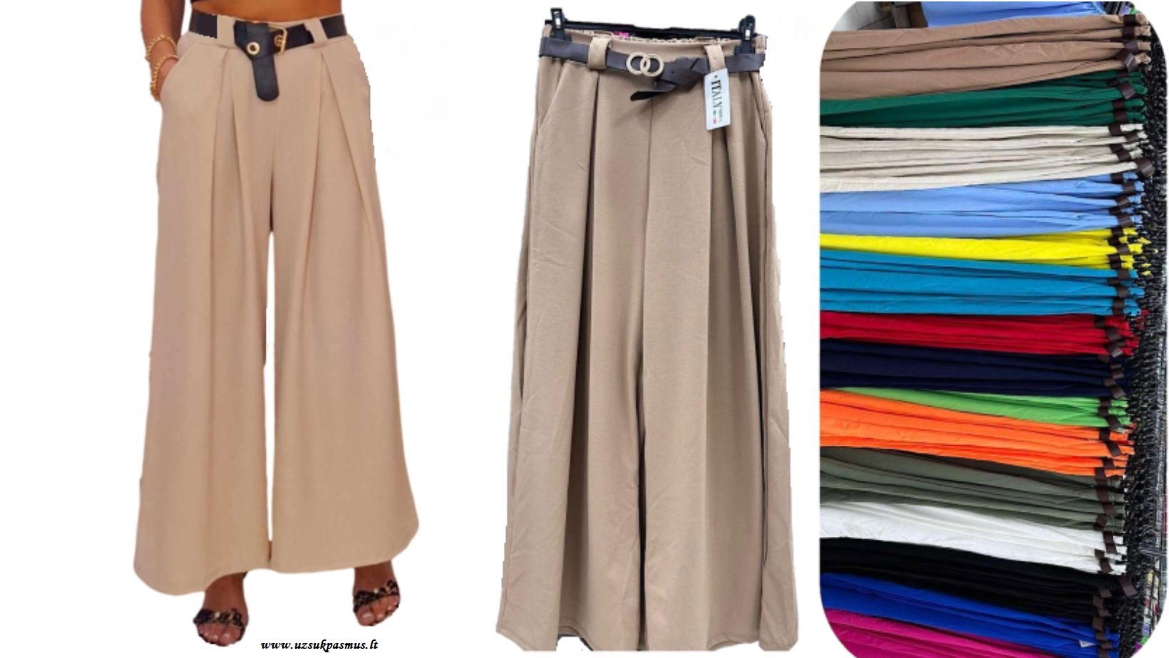 Kelnės su tampria juosmens juosta nugaroje apkūnesnioms