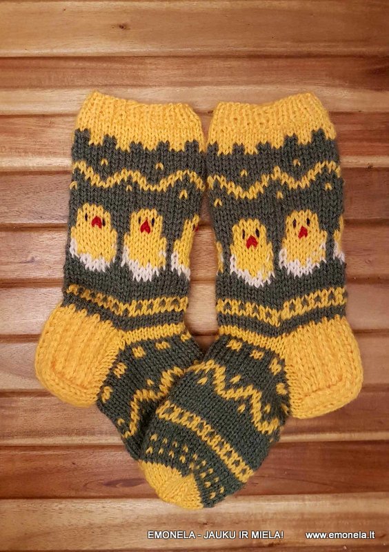 Megztos kojinės vaikams VIŠČIUKAS-CYPSIUKAS