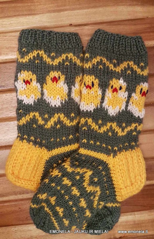 Megztos kojinės vaikams VIŠČIUKAS-CYPSIUKAS