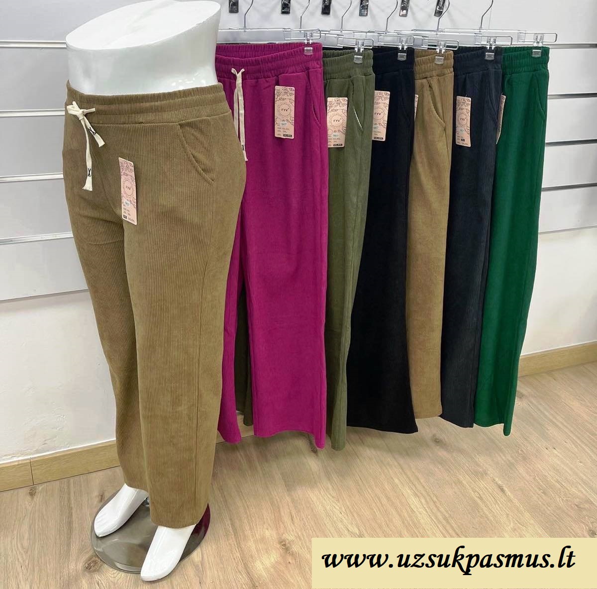 Velvetinės laisvalaikio kelnės apkūnesnėms 2XL iki 5/6XL