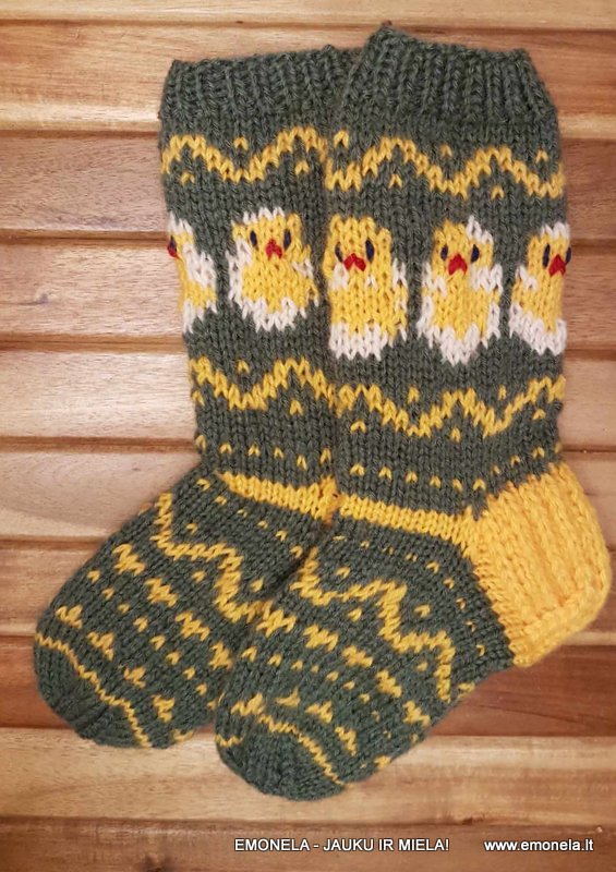 Megztos kojinės vaikams VIŠČIUKAS-CYPSIUKAS