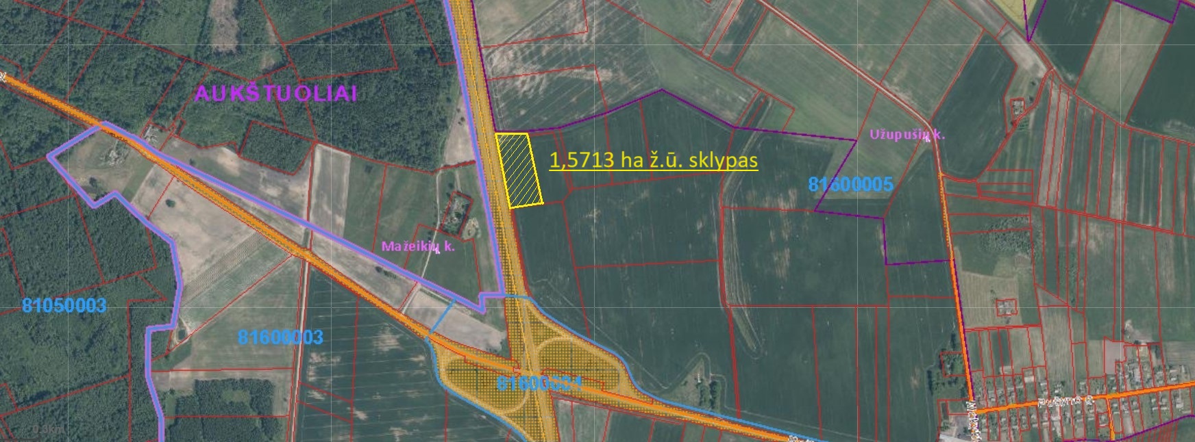 Parduodamas sklypas prie automagistralės Vilnius – Panevėžys, Ukmergės raj. Taujėnų sen..