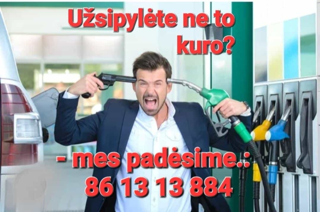 Avarinis kuro ištraukimas iš bako.
