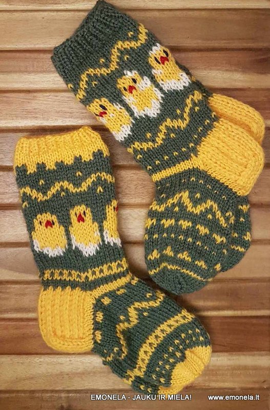 Megztos kojinės vaikams VIŠČIUKAS-CYPSIUKAS