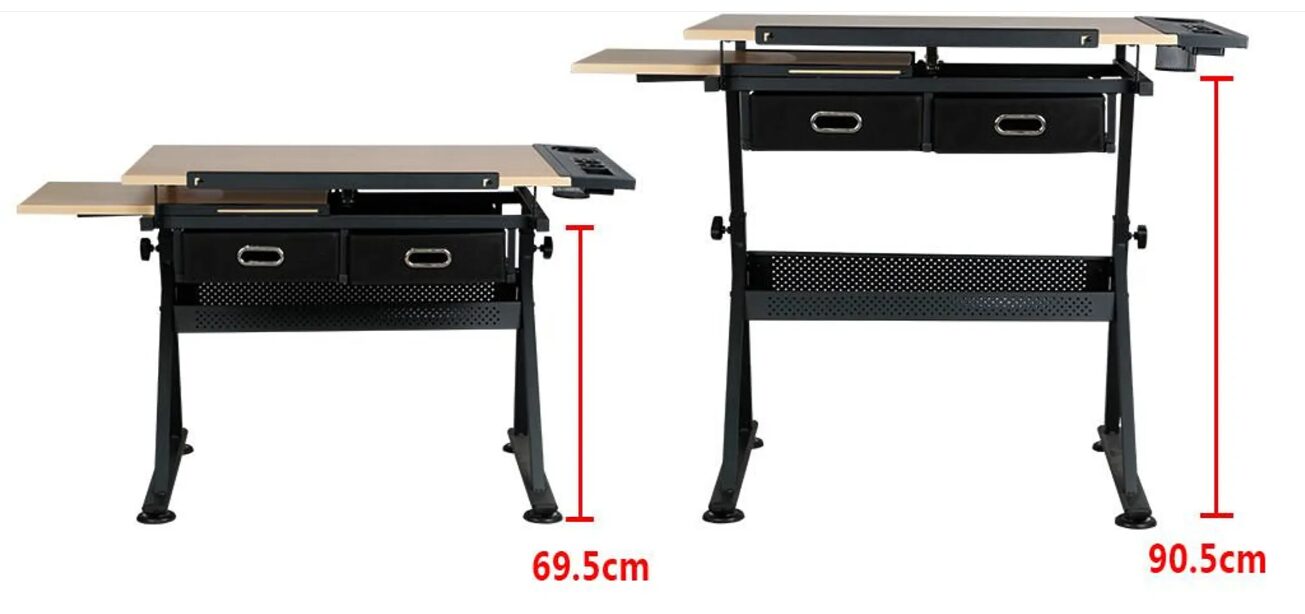 Reguliuojamo aukščio darbo (piešimo, braižymo) stalas.